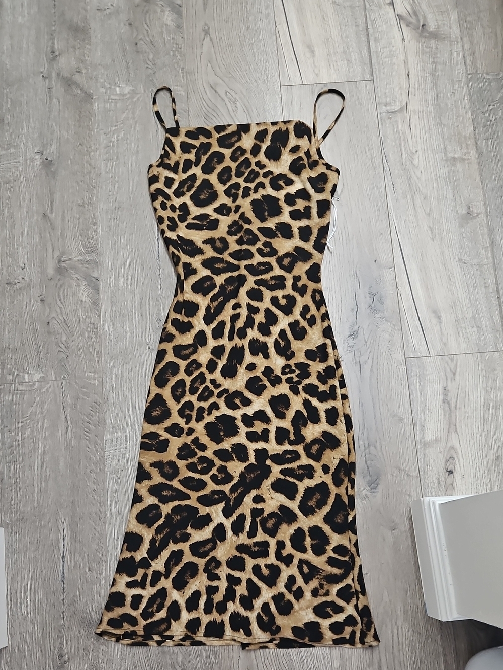 Leopard Print Slip Dress - Black & Tan